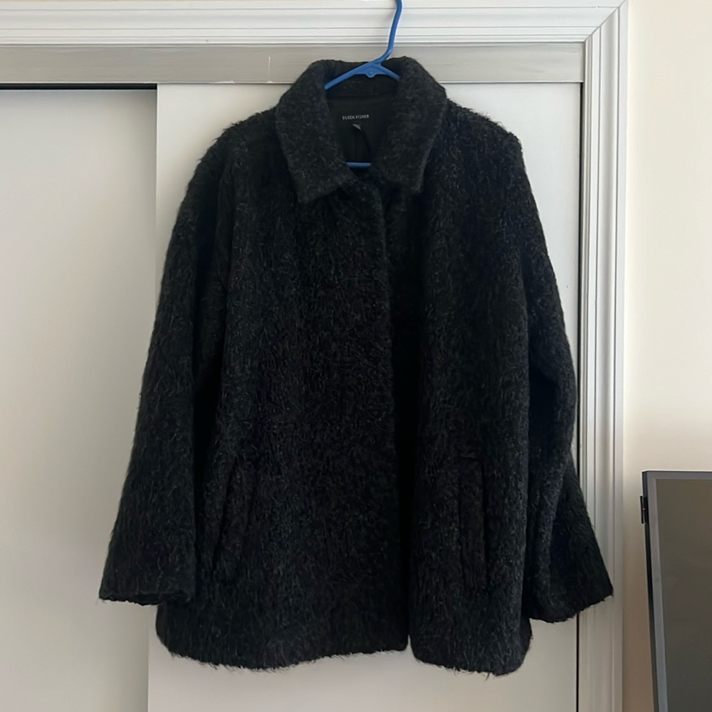 Eileen Fisher Alpaca Car Coat with Collar, L